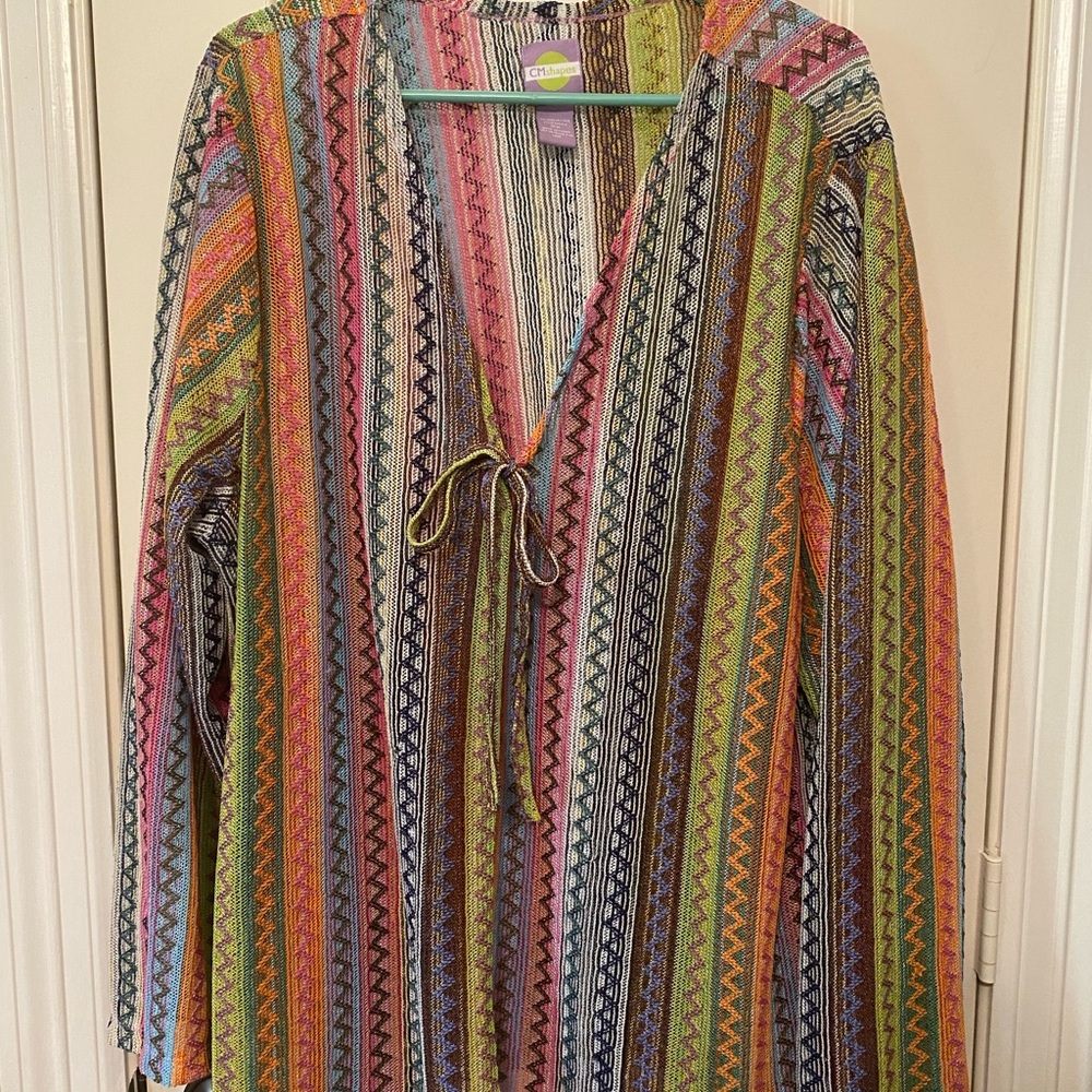 CM Shapes sheer multicolor cardigan